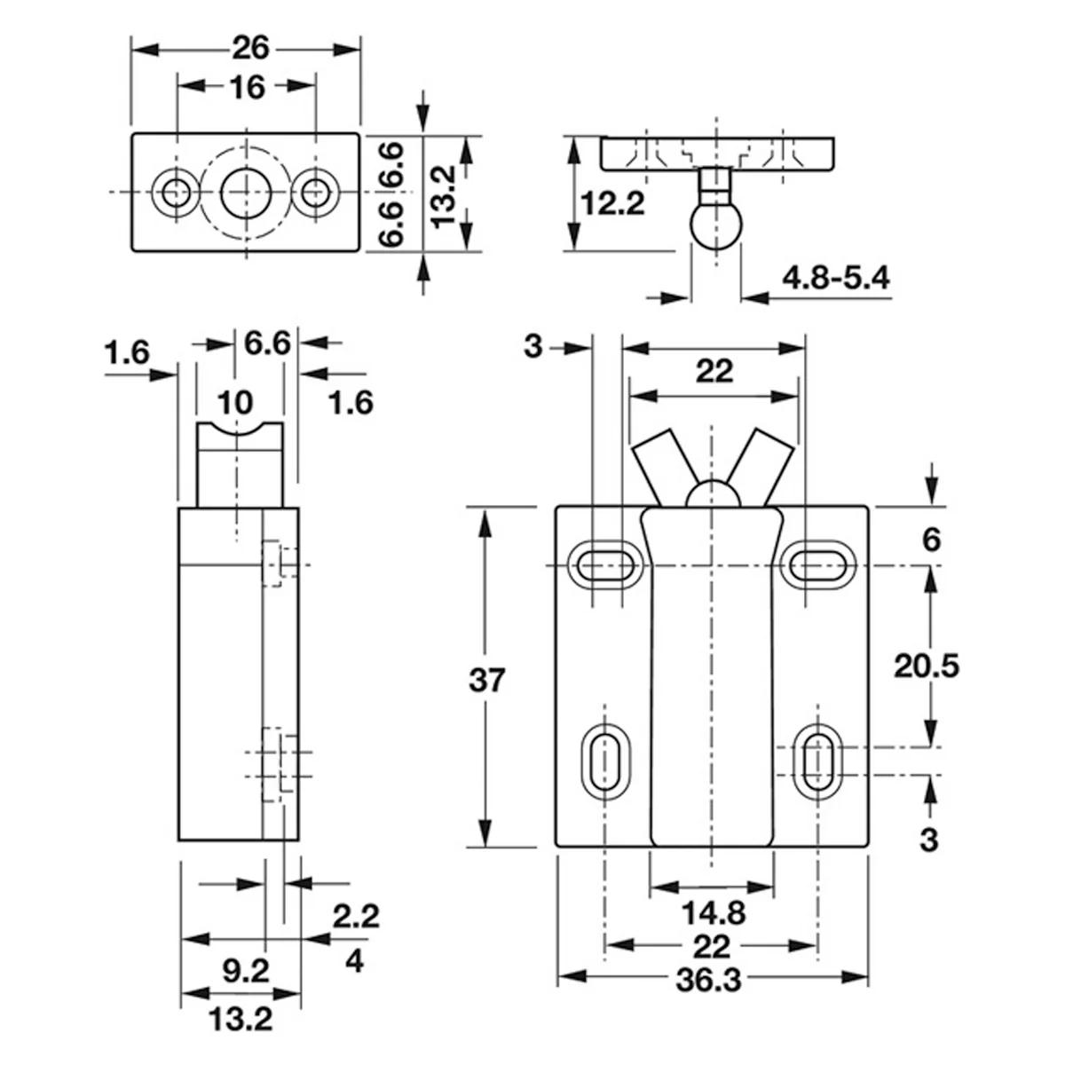 COMPACT NON-MAGNET CATCH 3KG PL/BLK - Image 2
