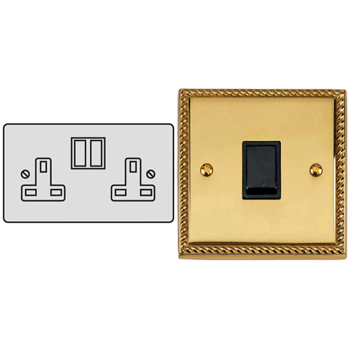 CON S/SOCKET 13A DBL GEO/BLK