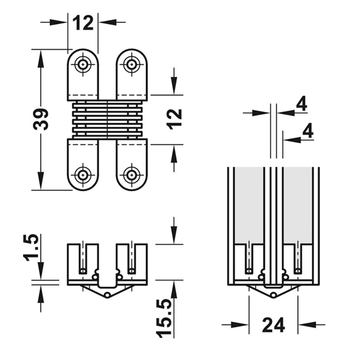CONCEALED HINGE 180deg 18-20 ST/BP - Image 2