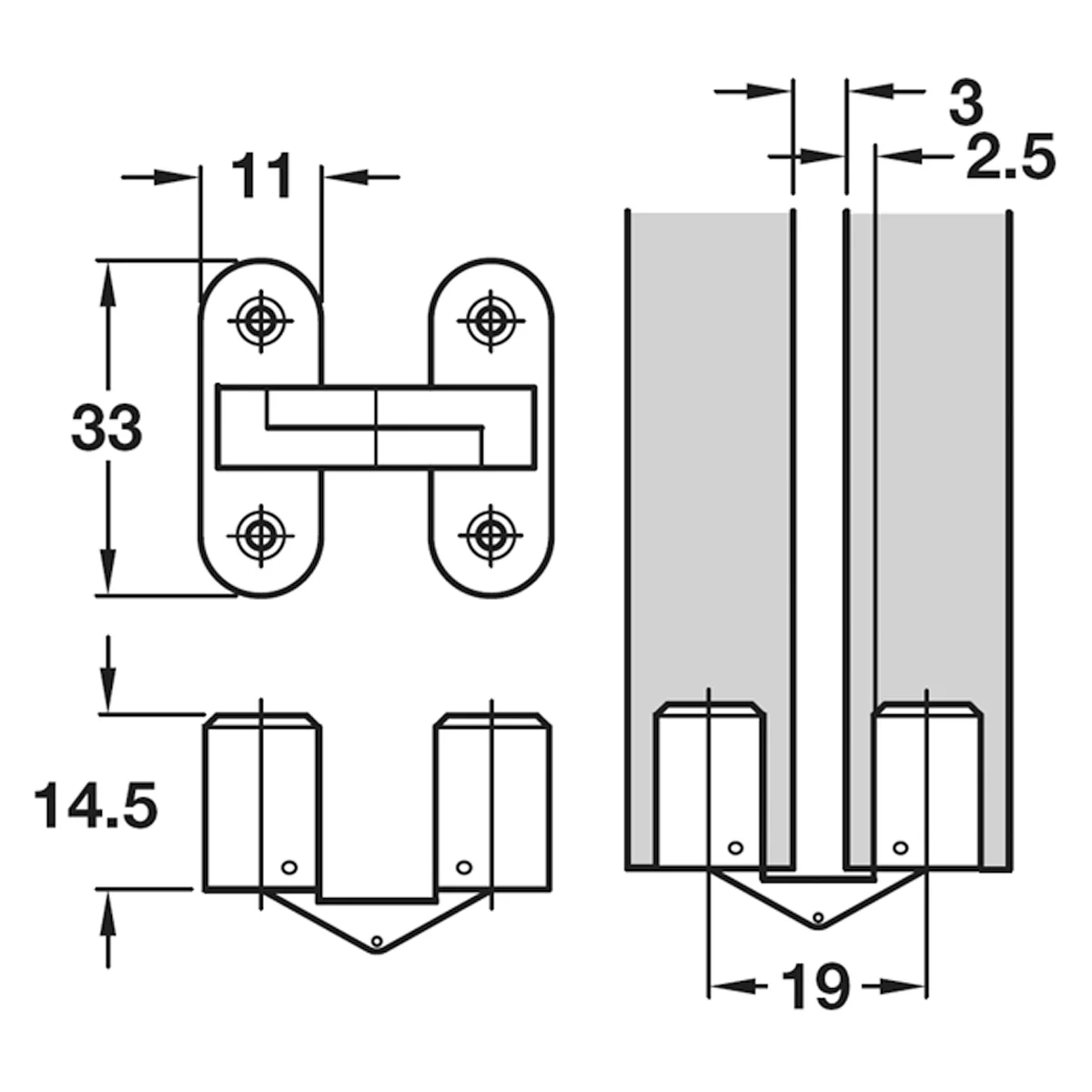 CONCEALED HINGE 180deg PL/BRN - Image 2