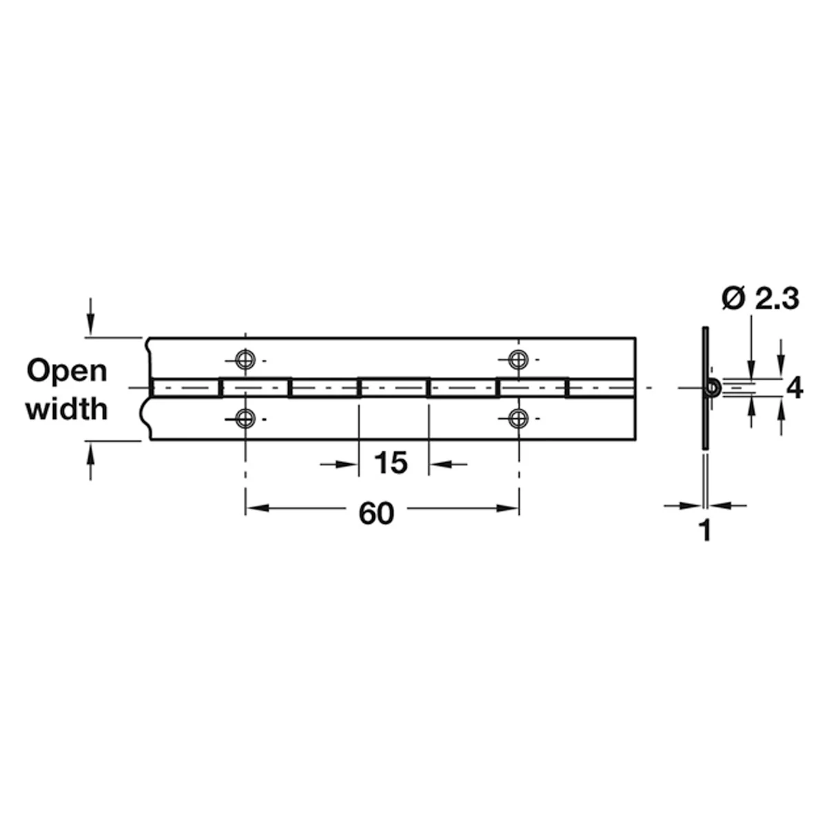 CONTINUOUS HINGE 1834x25 ALU/SELF - Image 2