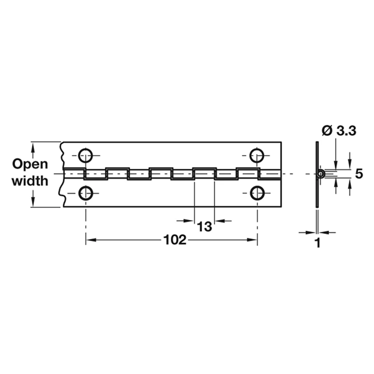 CONTINUOUS HINGE 1834x32 ST/POL - Image 2