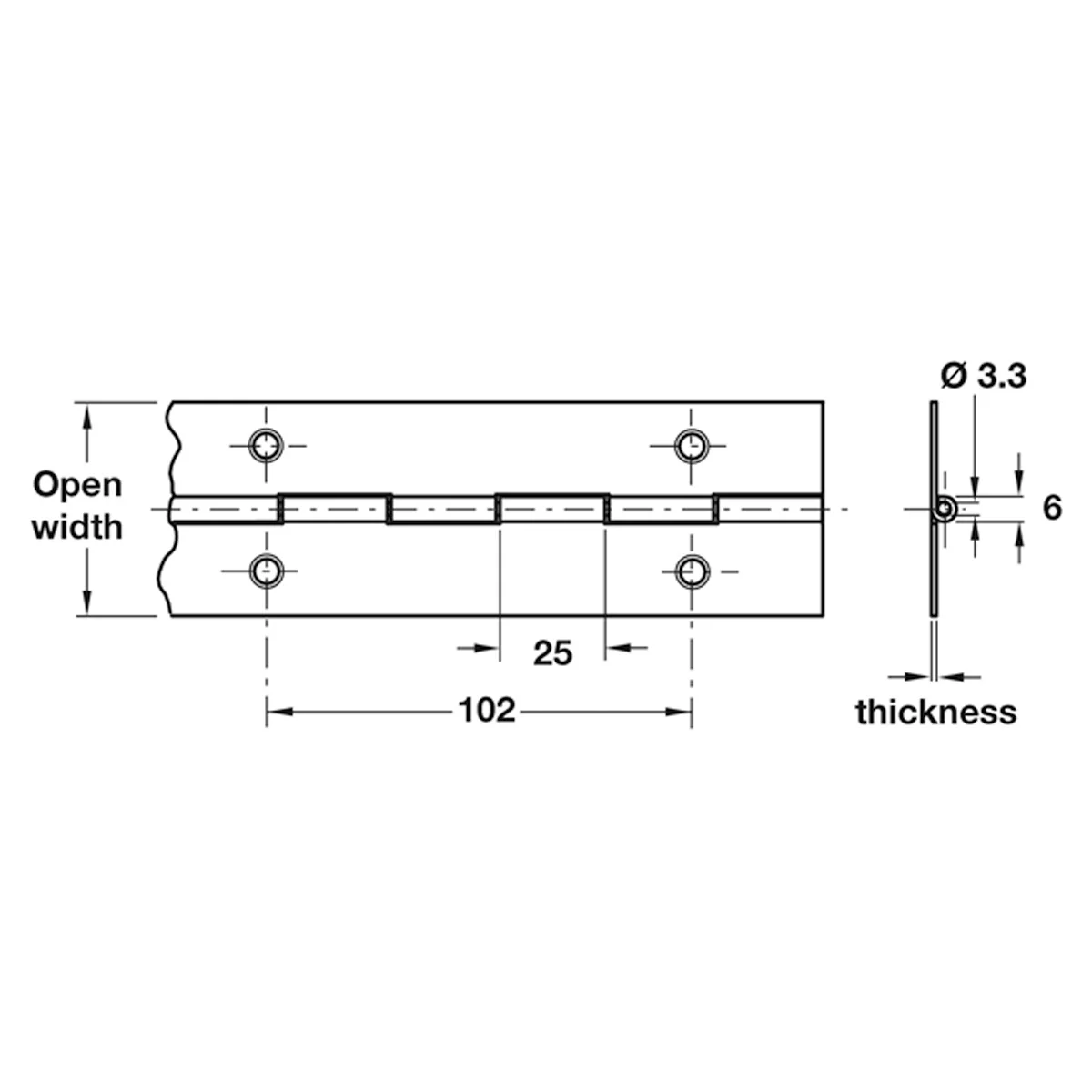 CONTINUOUS HINGE 1834x51 BRS/POL - Image 2