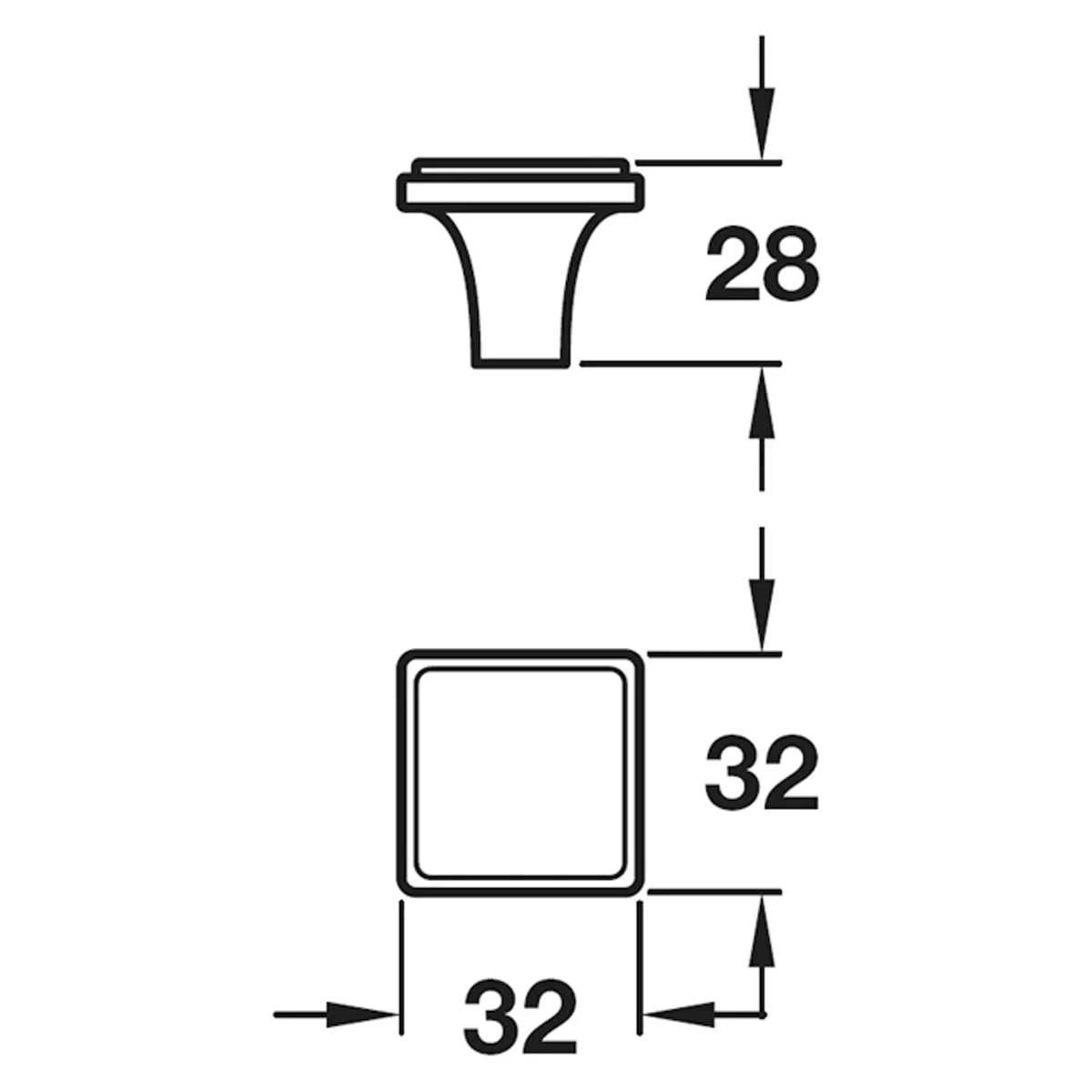 CONWY SQU KNOB 32x32x28 CI/NAT - Image 2