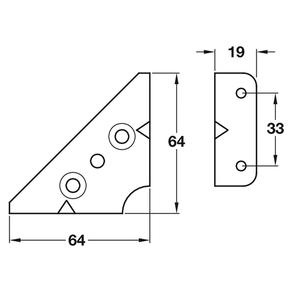 CORNER GUSSET BKT 64x64x19 MST/ZP - Image 2