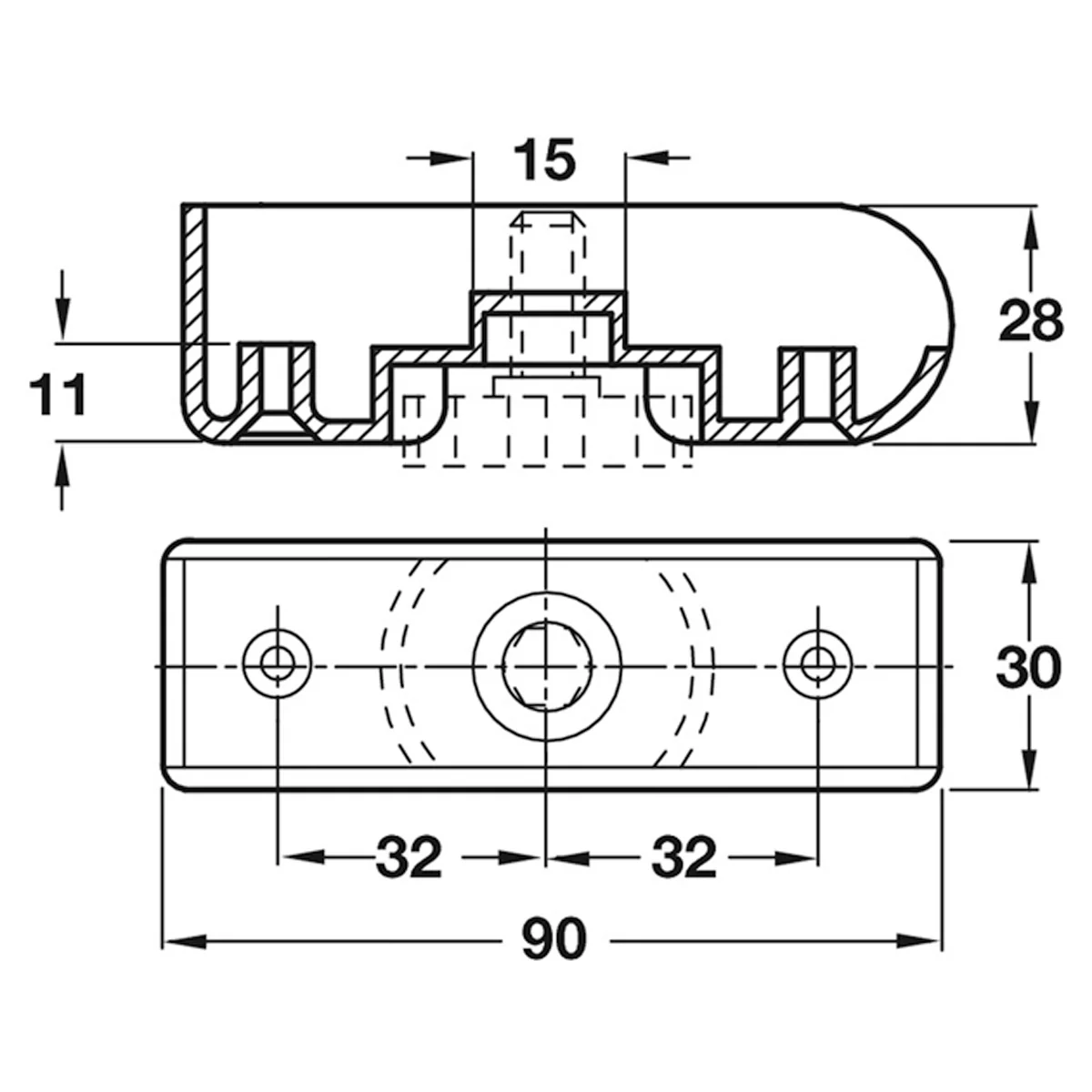 CORNER PANEL ADJ 90x23x28 PL/BLK - Image 2