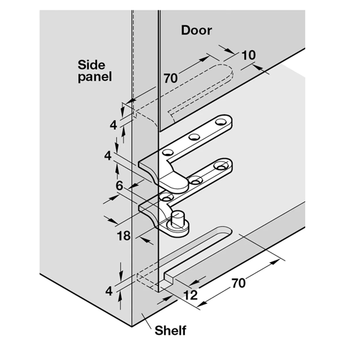 CORNER PIVOT HINGE 180deg 70 MBR - Image 2