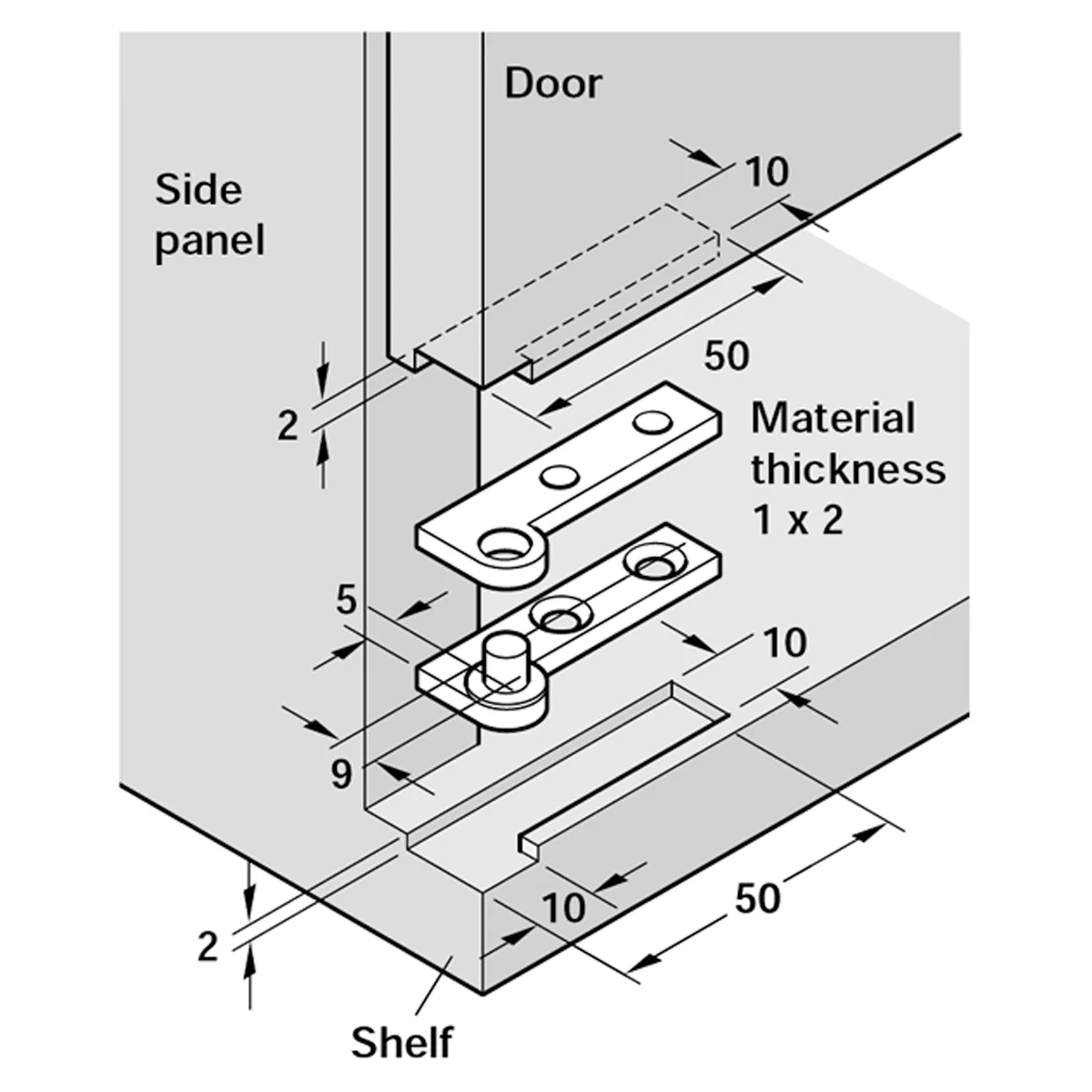 CORNER PIVOT HINGE 250deg 50 PBR - Image 2