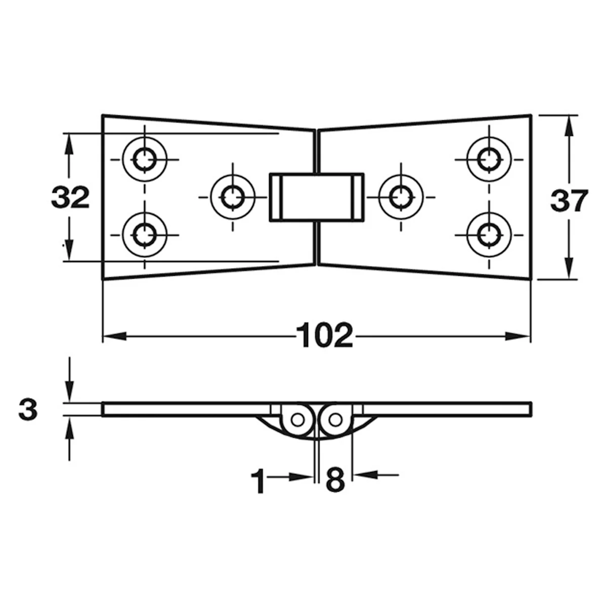 COUNTERFLAP HINGE 102x37 BRS/SCP - Image 2