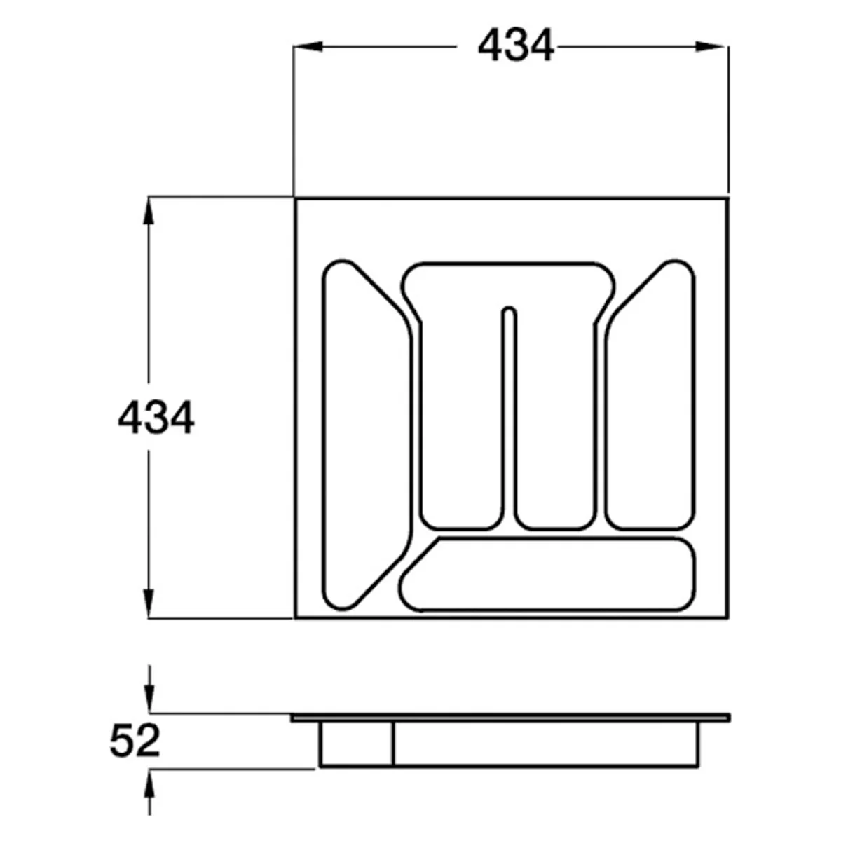 CUTLERY INSERT 434x434x52 PL/SLV - Image 2