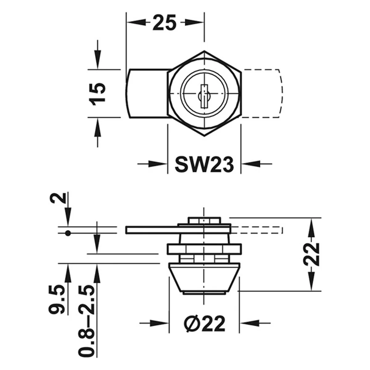 CYL CAM LOCK STR RAND 180deg LH PCP - Image 2