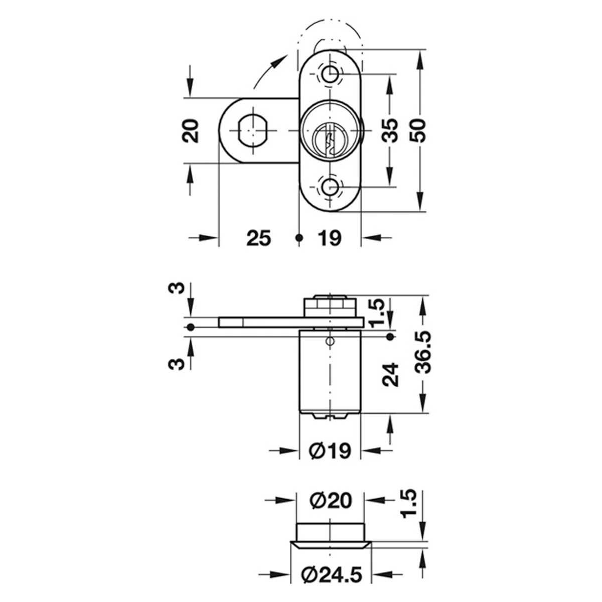 CYL LEVER LOCK+TRAP 90deg RIGHT RAND - Image 2