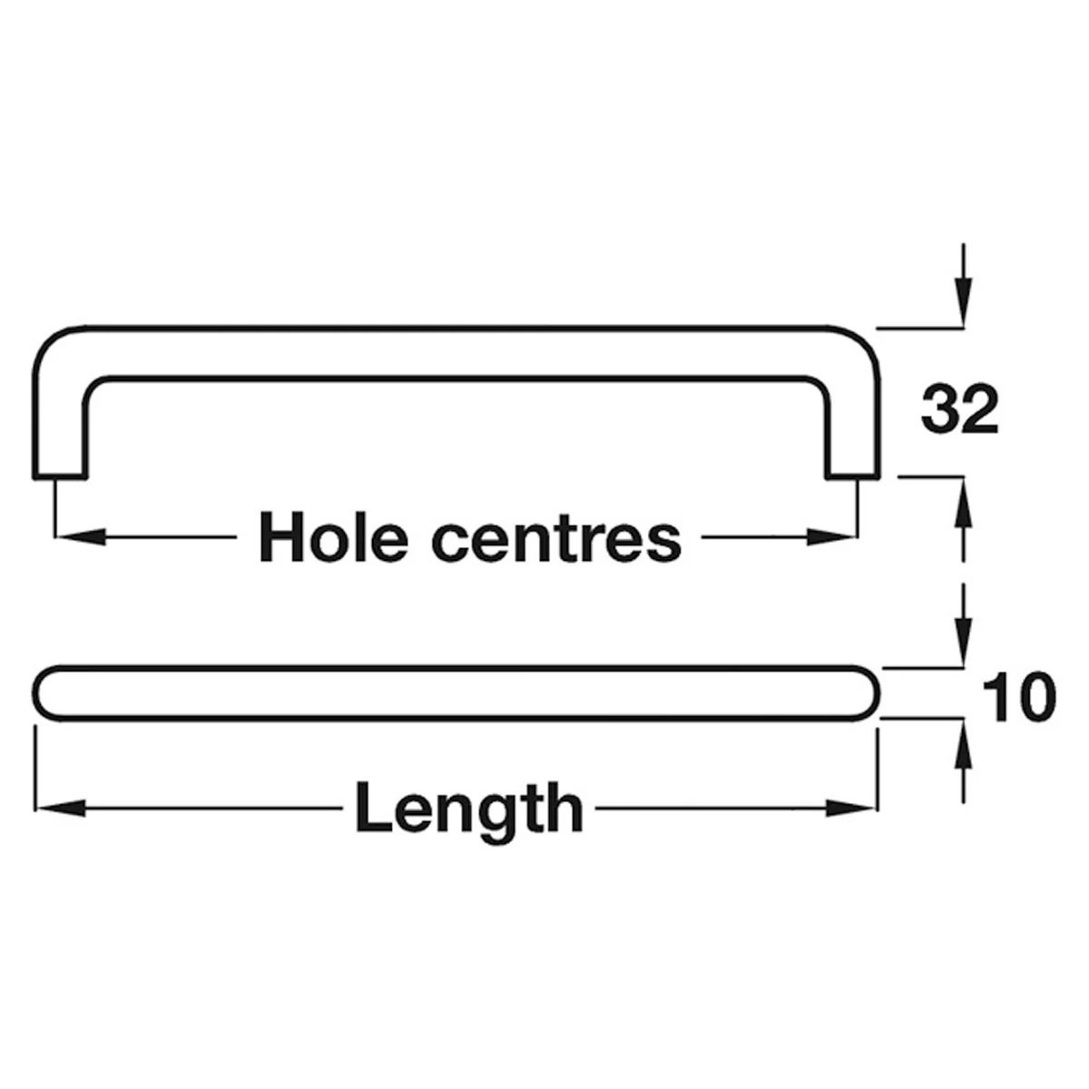 D HANDLE 96HC 106x10x32 ALU/SLV - Image 2