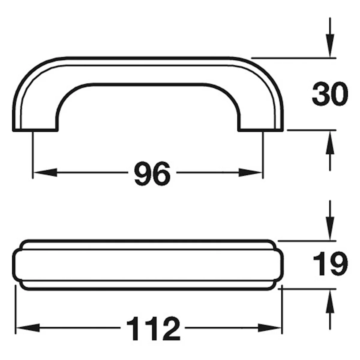 D HANDLE 96HC 19x30x112 OAK/UNF - Image 2