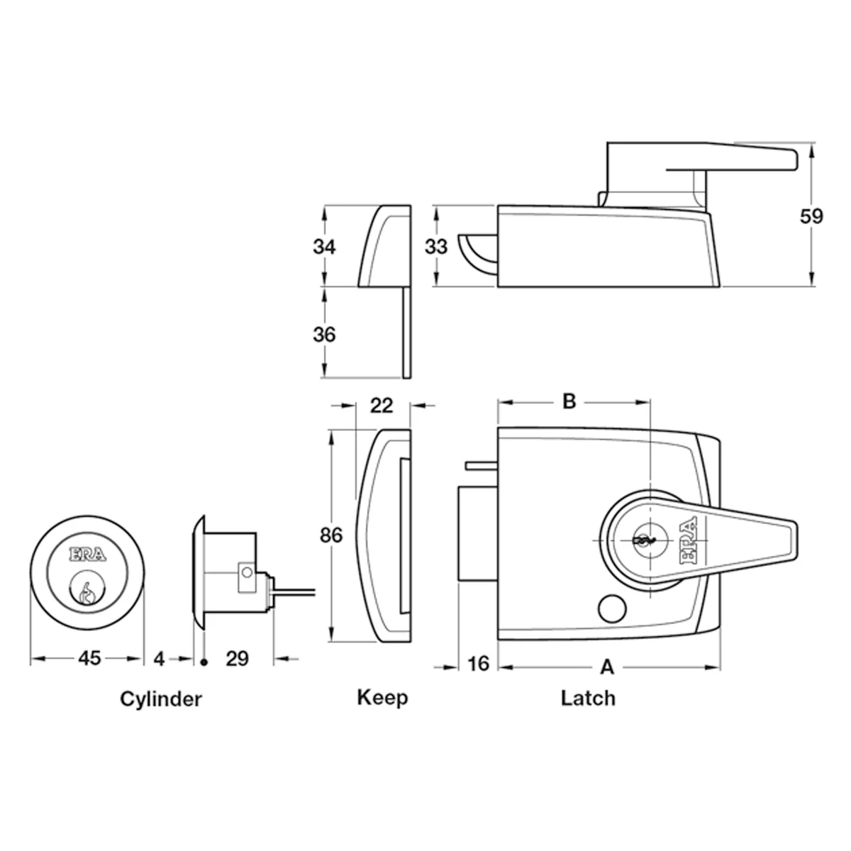 DBL LOCK RIM NIGHT LATCH STD SNI/CP - Image 2