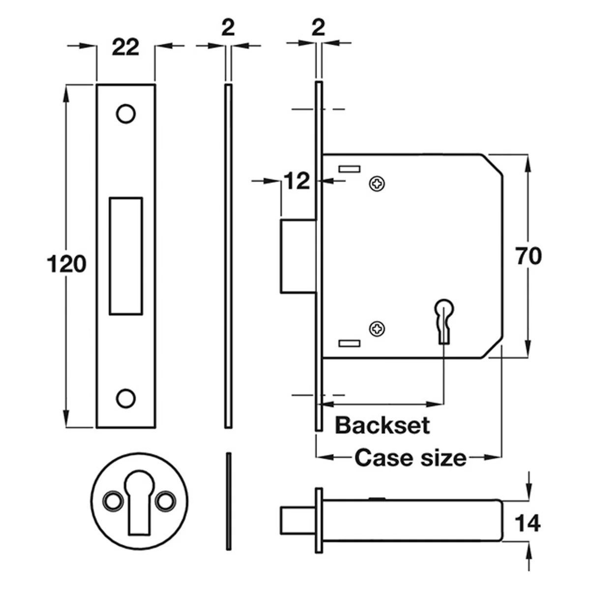 DEADLOCK MORTICE 3LVR BS45 65 NI - Image 2