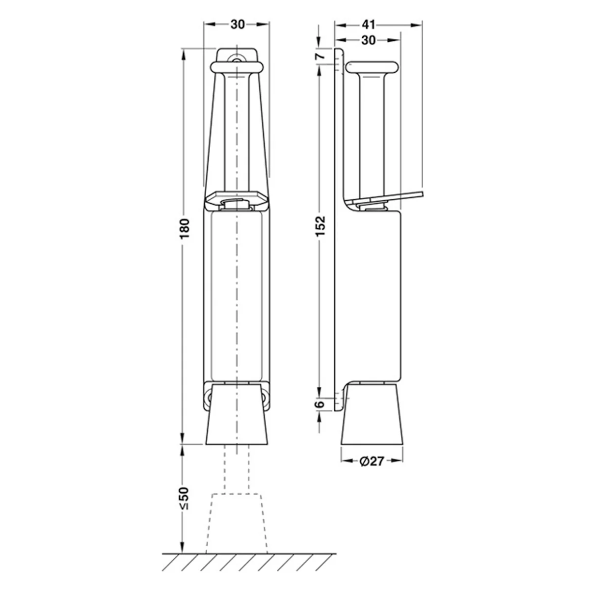 DOOR HOLDER FOOT 180x30x41 ZA/SLV - Image 2