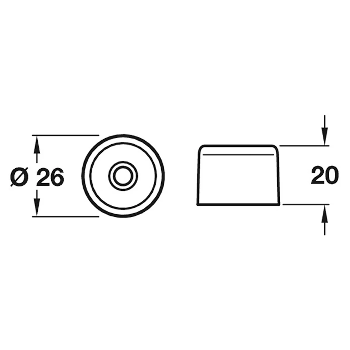 DOOR STOP FLOOR D26x20 PL/WHI - Image 2