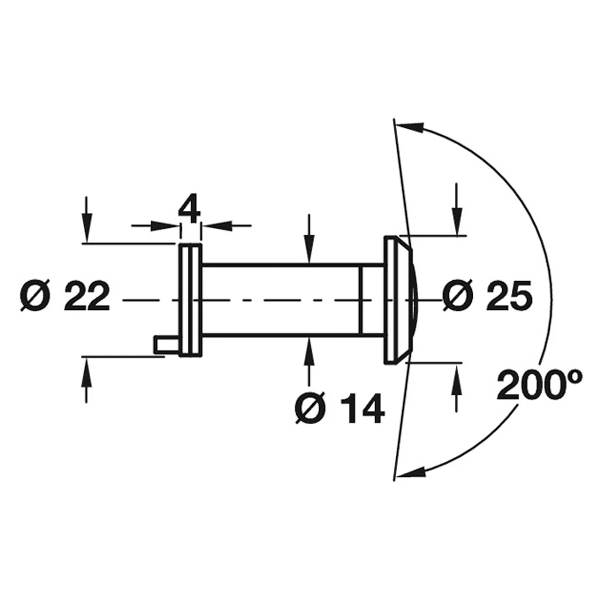DOOR VIEWER 200deg 30MIN D25 BRS/POL - Image 2