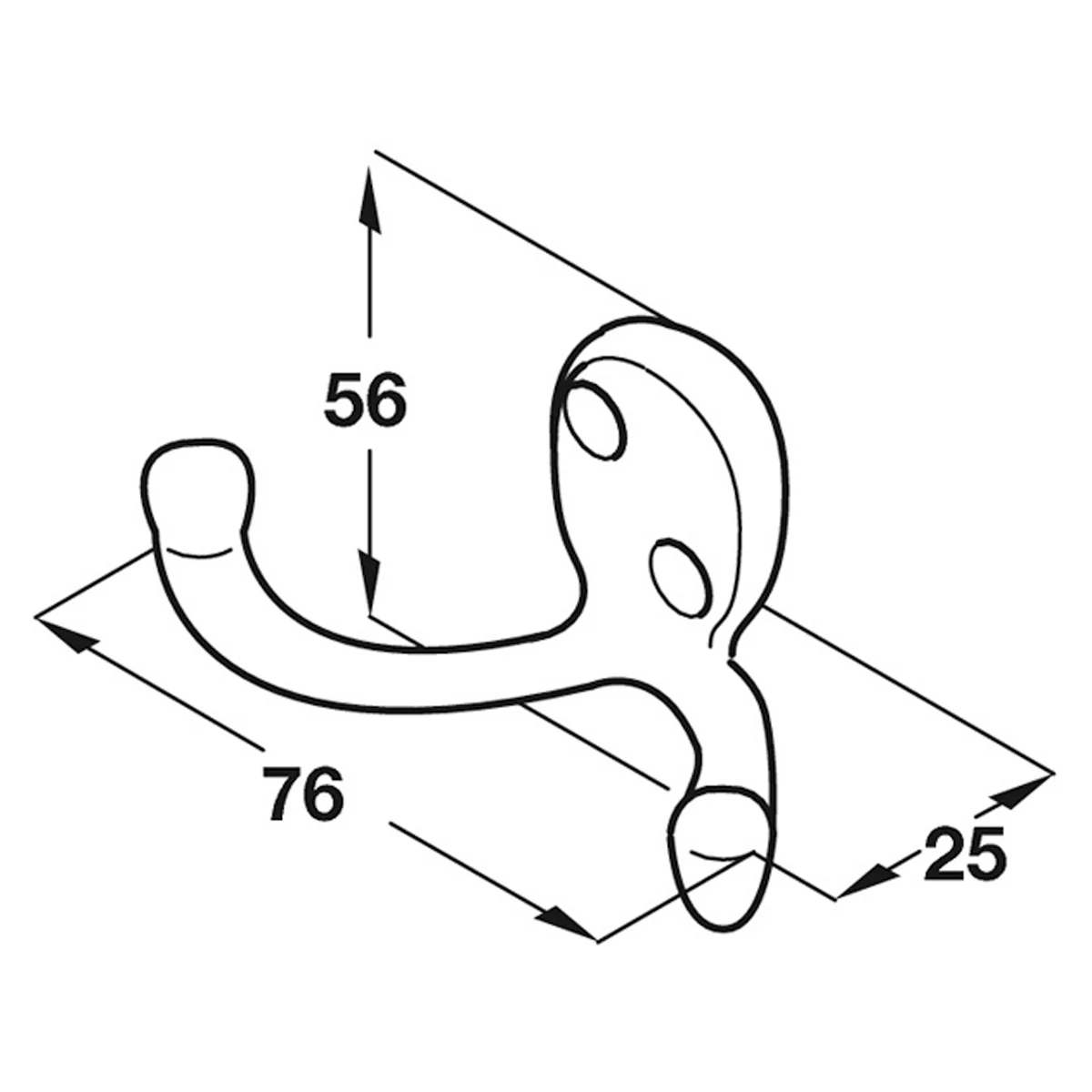 DOUBLE COAT HOOK 76x56x25 ZA/PCP - Image 2