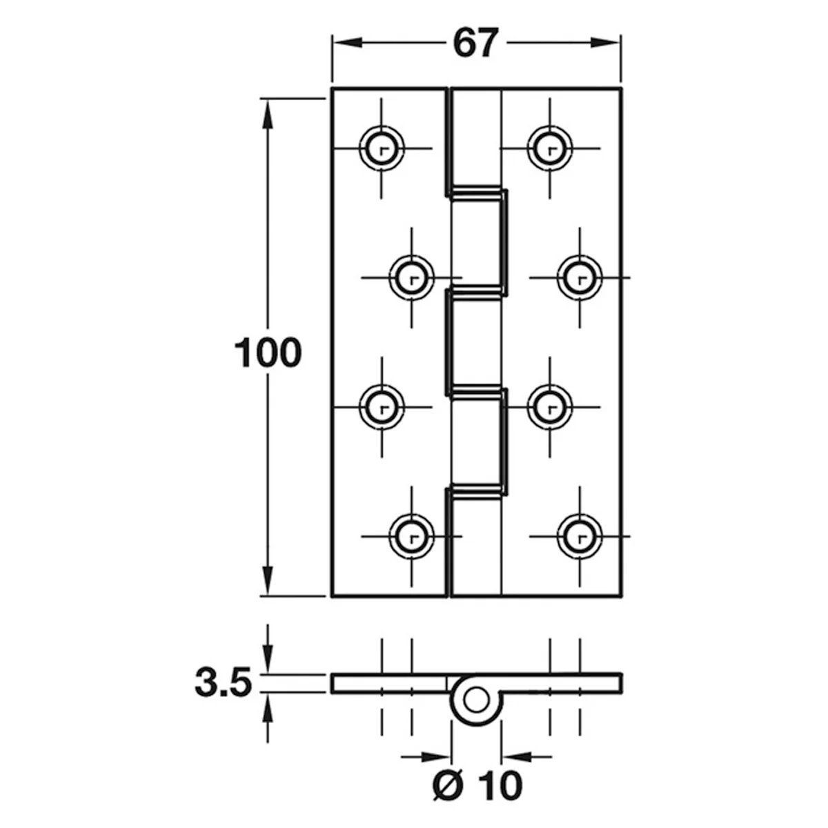 DPBW BUTT HINGE 100x67 BRS/SNI - Image 2