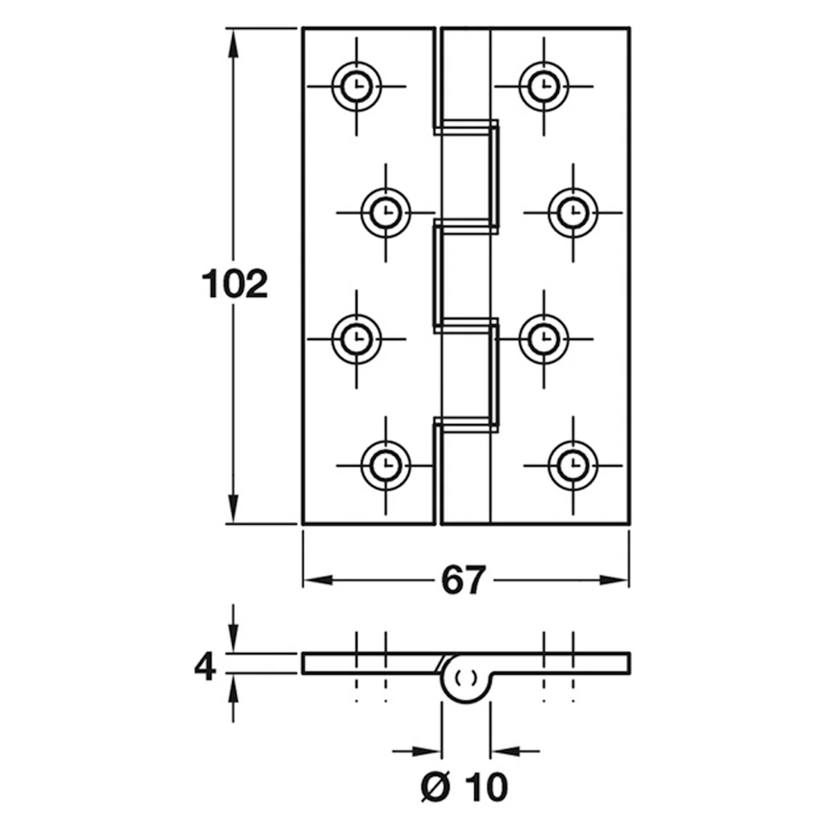 DPBW BUTT HINGE 66x100 60KG BRS/SCP - Image 2