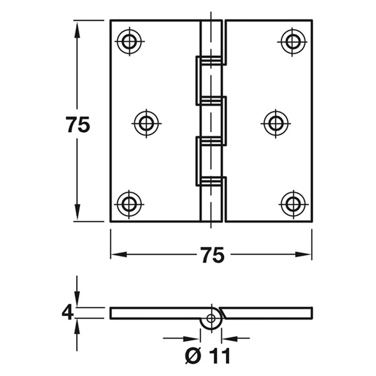DPBW PROJ BUTT HINGE 76x76 BRS/POL - Image 2