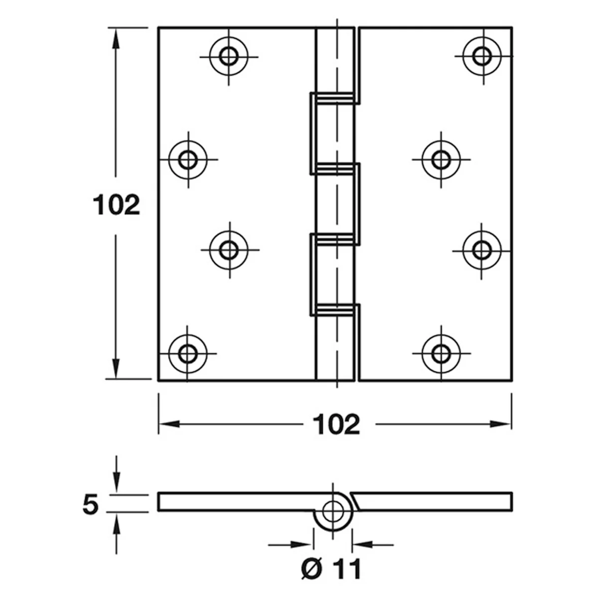 DPBW PROJ BUTT HNG 102x102 BRS/SELF - Image 2