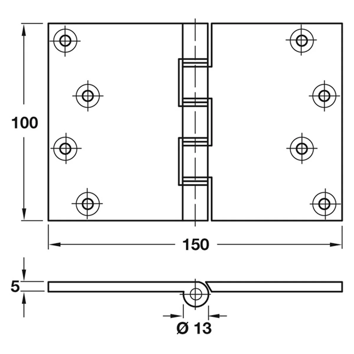 DPBW PROJ BUTT HNG 152x102 BRS/SCP - Image 2