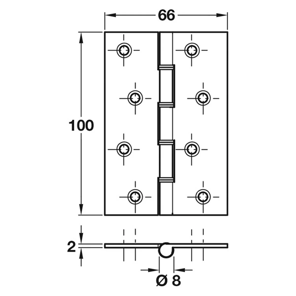 DSSW BUTT HINGE 100x66 STST/SSS - Image 2