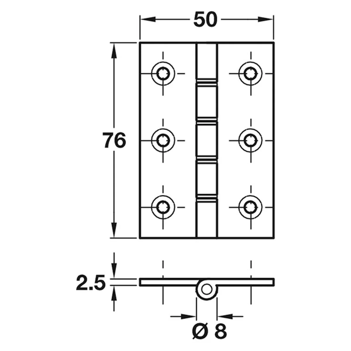 DSSW BUTT HINGE 76x50 BRS/SNI - Image 2