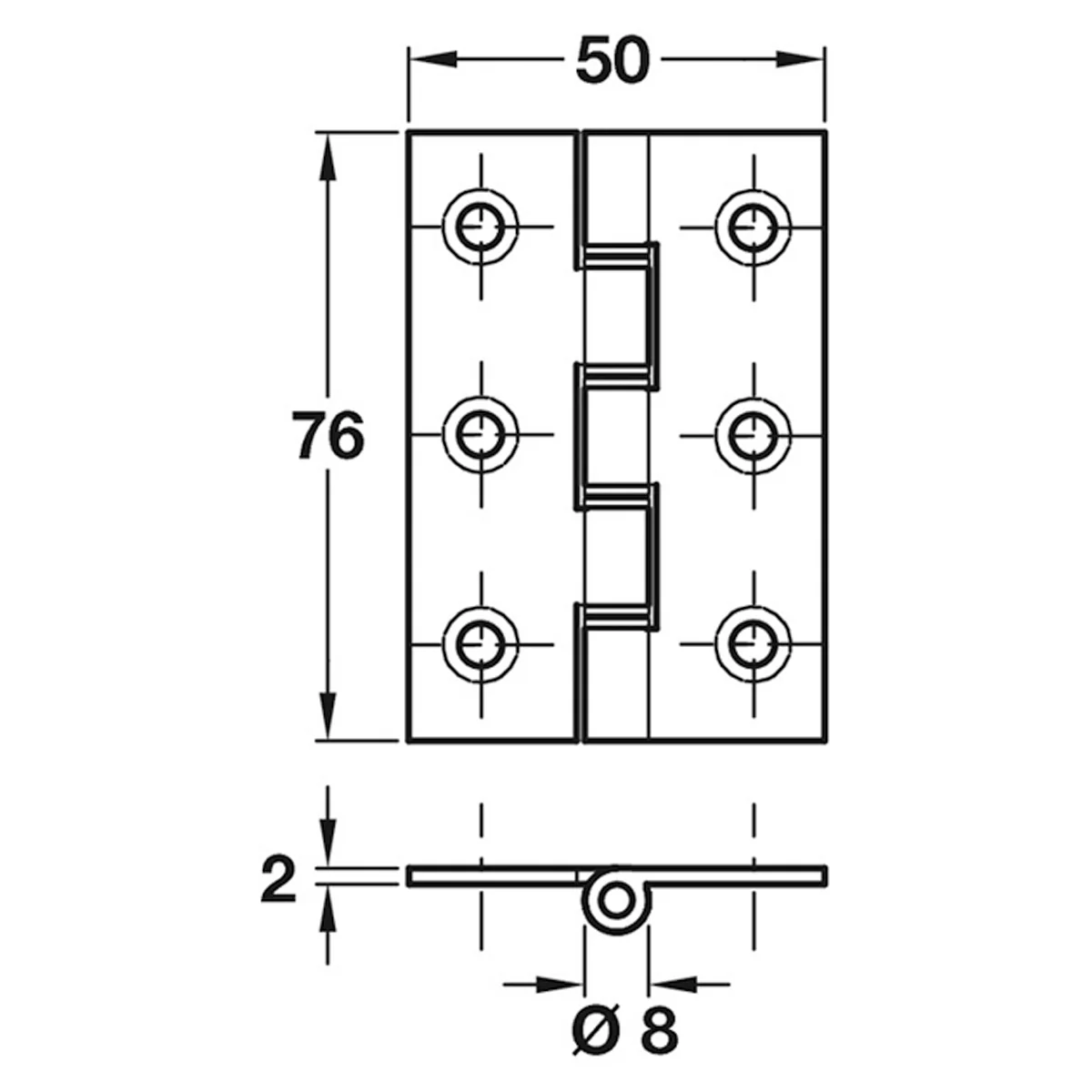 DSSW BUTT HINGE 76x50 STST/SSS - Image 2