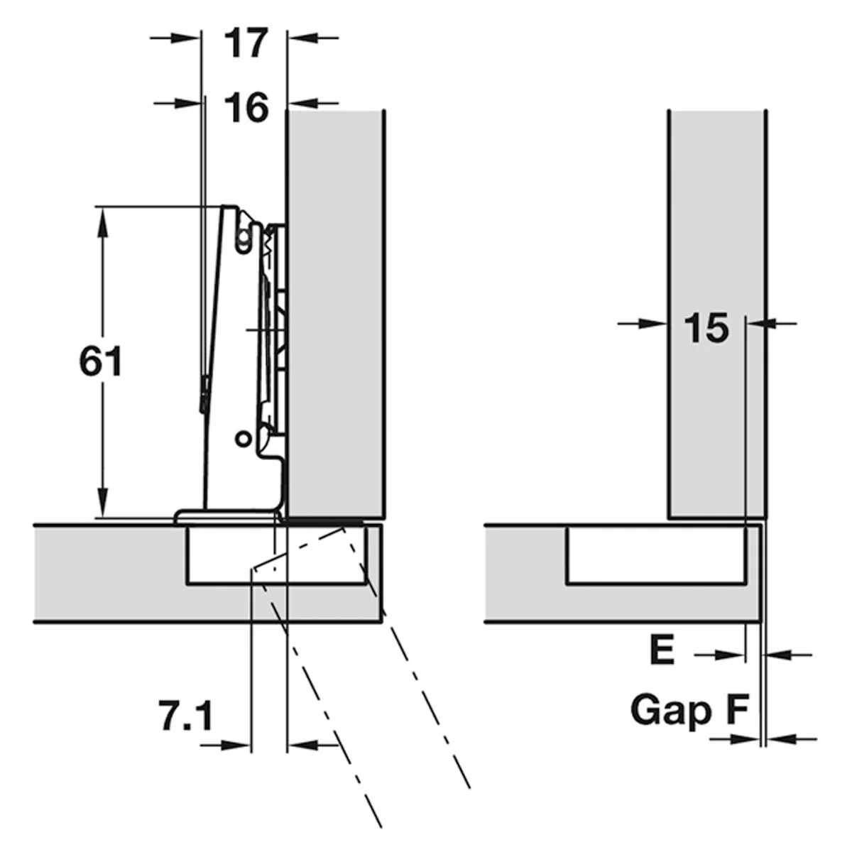 DUOMATIC 110deg HINGE FULL SCREW 48/6 - Image 2