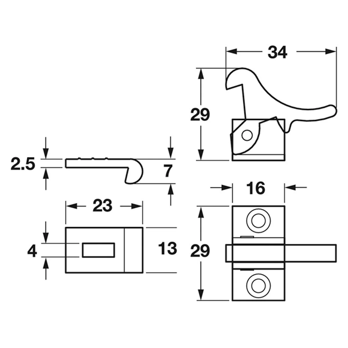 ELBOW CATCH L/RH SPRING BRS/PBR - Image 2