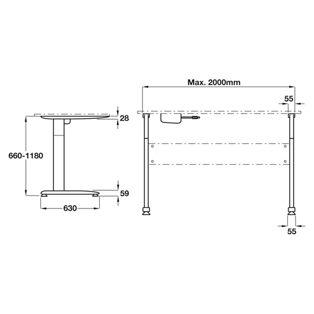 ELEC HEIGHT ADJUST DESK FRAME SET - Image 2
