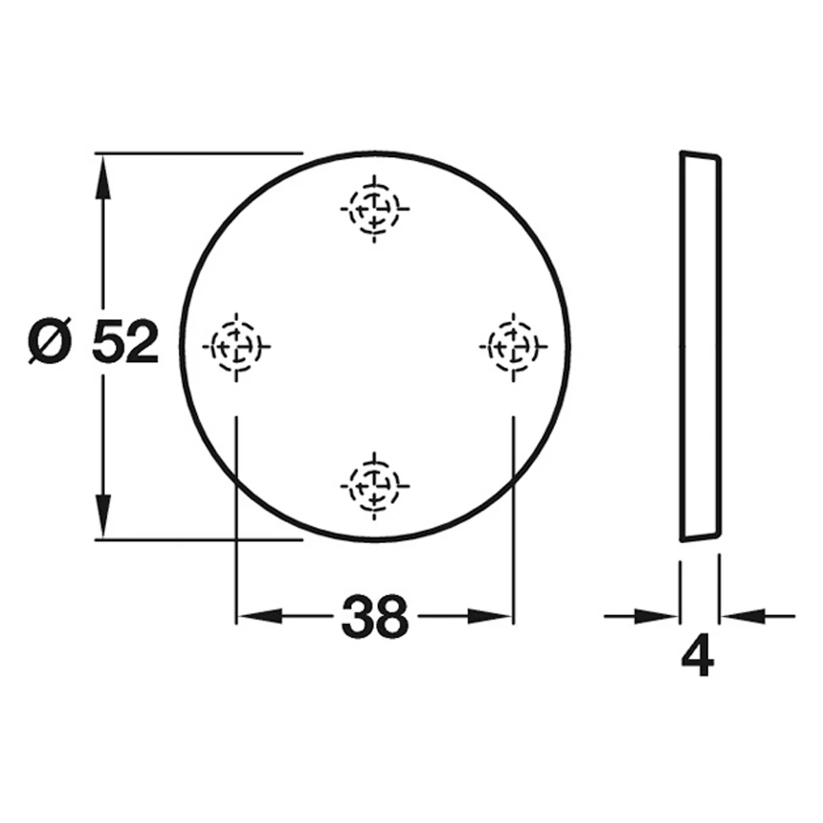 ESCUTCHEON BLANK D52x4 ST/SAT - Image 2