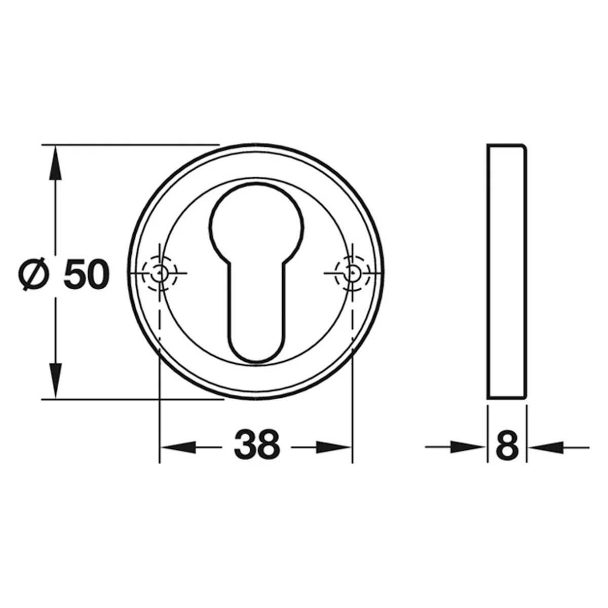ESCUTCHEON PROF CYL D52x8 ST/SAT - Image 2