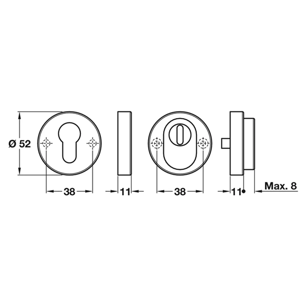 ESCUTCHEON SEC PROF CYL D52x11 SAT - Image 2