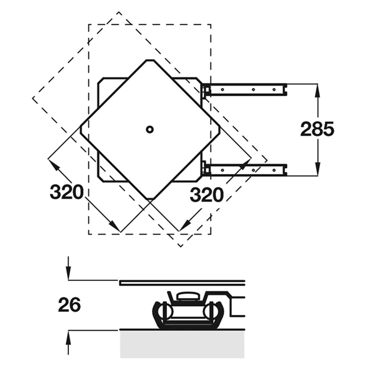 EXTENDING TV TURNTABLE 70KG ST/BRN - Image 3