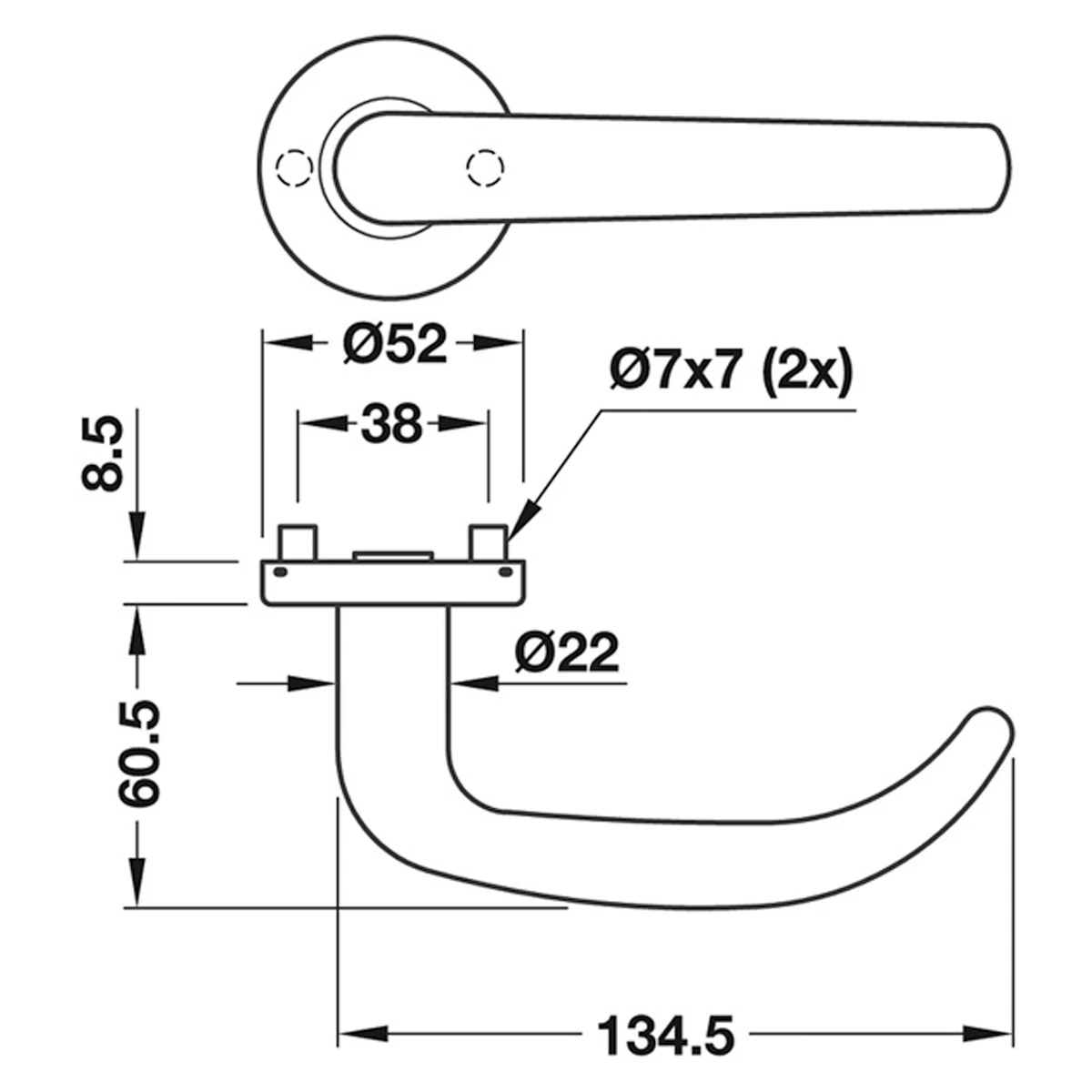 FAME SHAPED LEVER HANDLE STST/SAT - Image 2