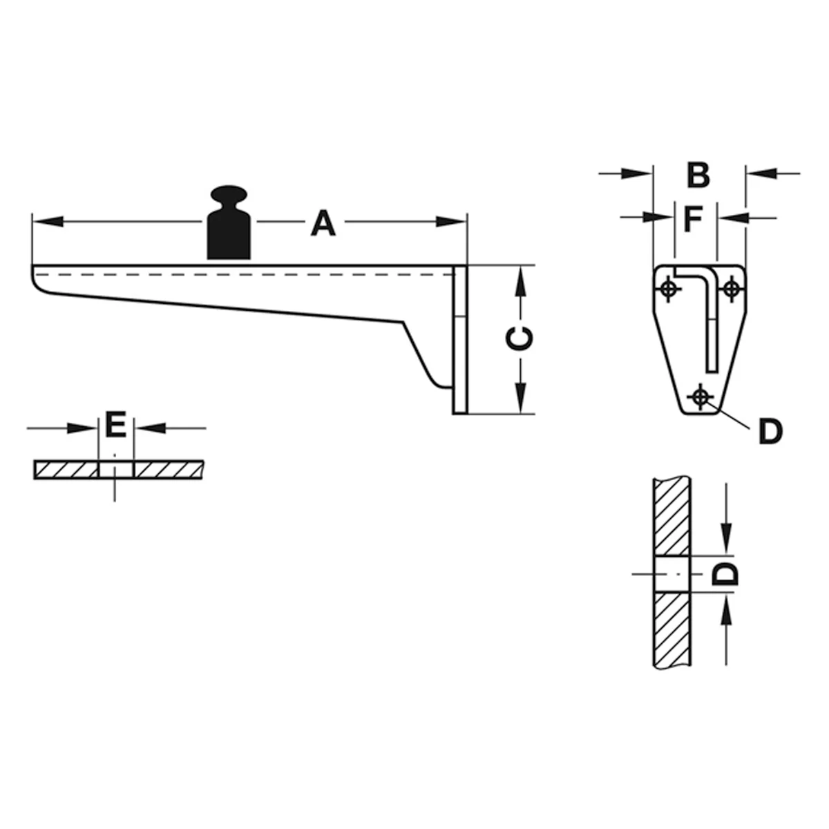 FIX BKT HEBGO 150KG 53x100x280 ST/G - Image 2