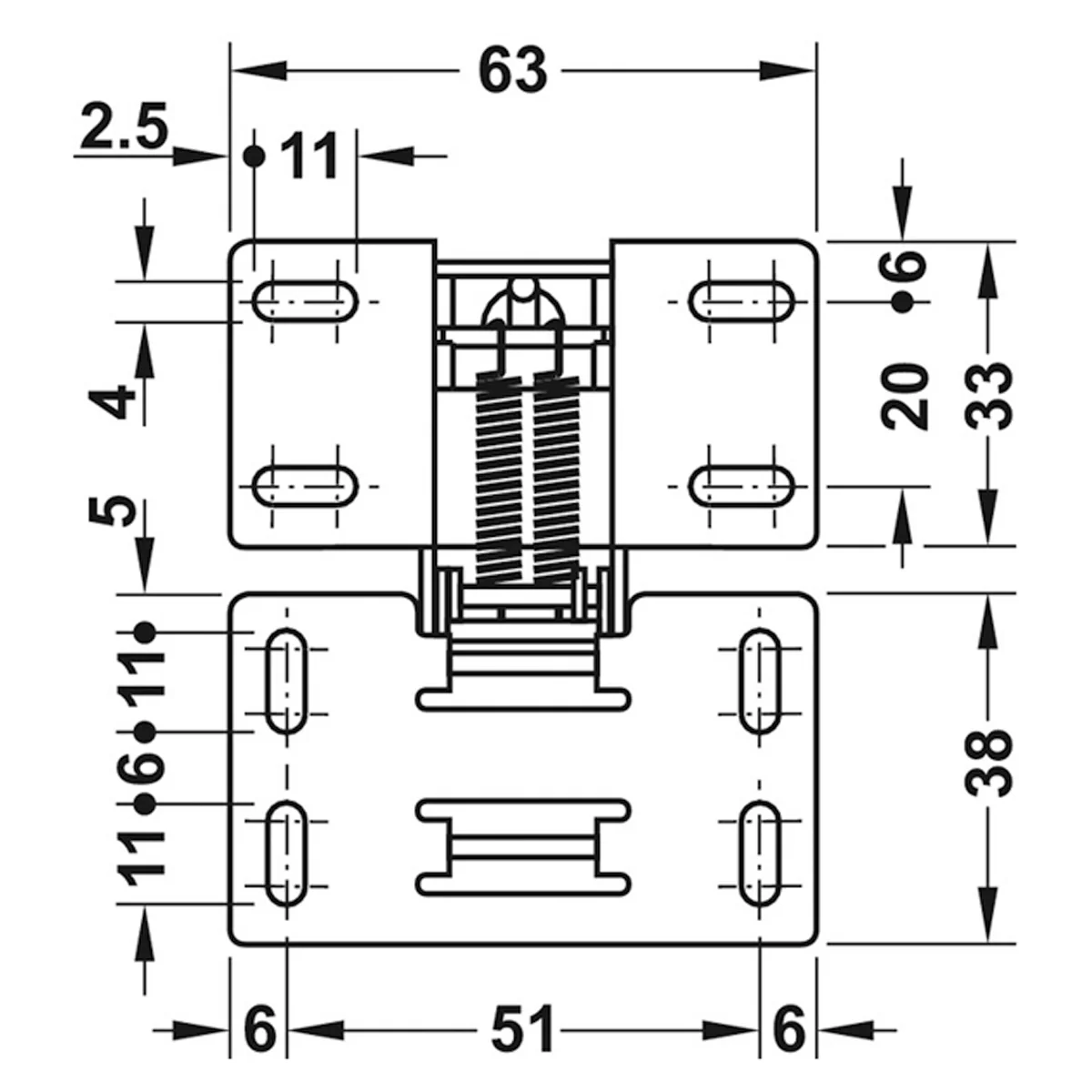 FLAP HINGE 90deg +SC 71x63x63 ST/NP - Image 2