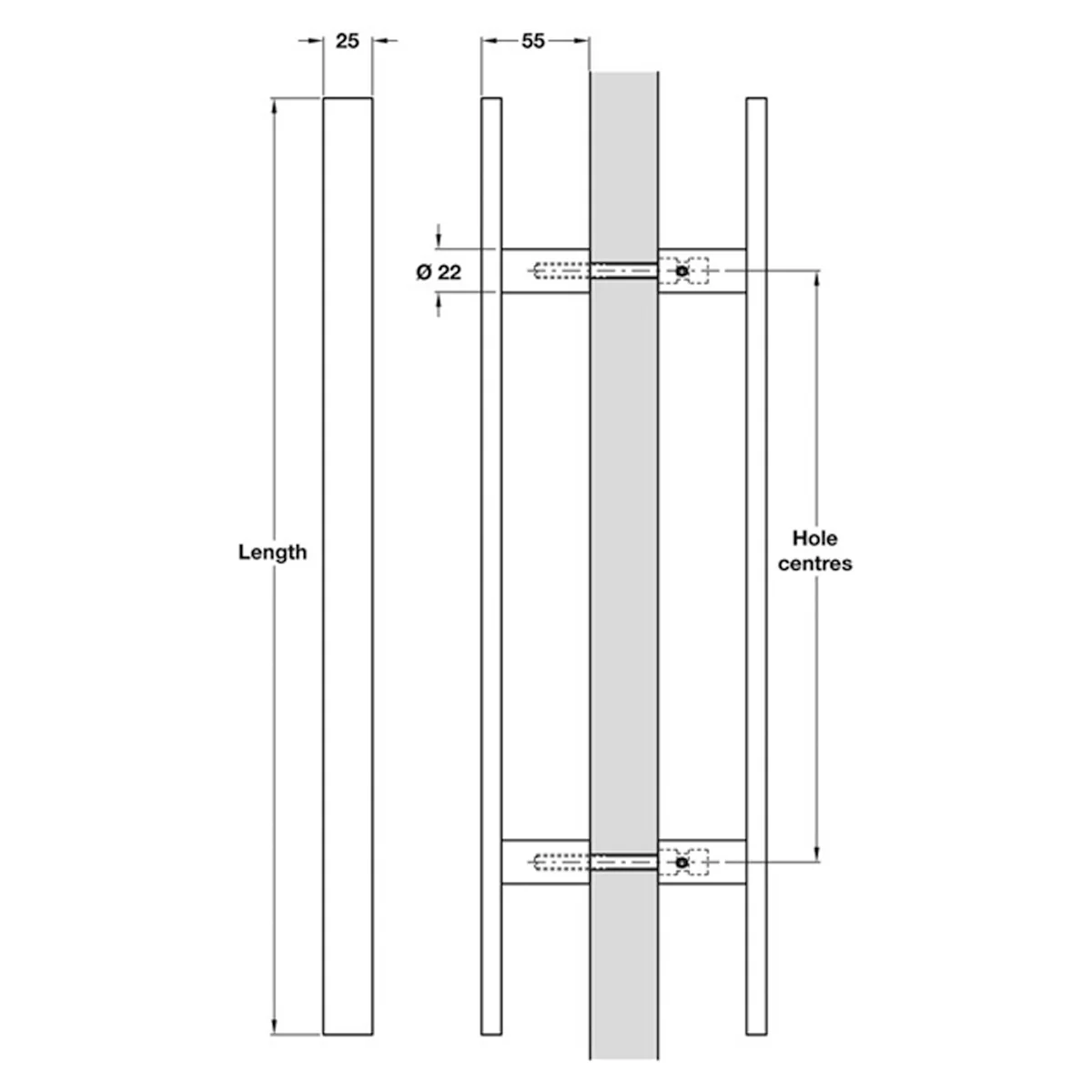 FLAT SECTION HANDLE BTB 600 316PSS - Image 2