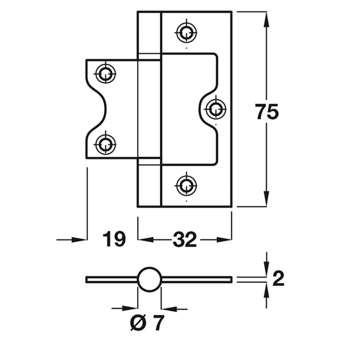 FLUSH HINGE HD 180deg PIN 31x75 SCP - Image 2