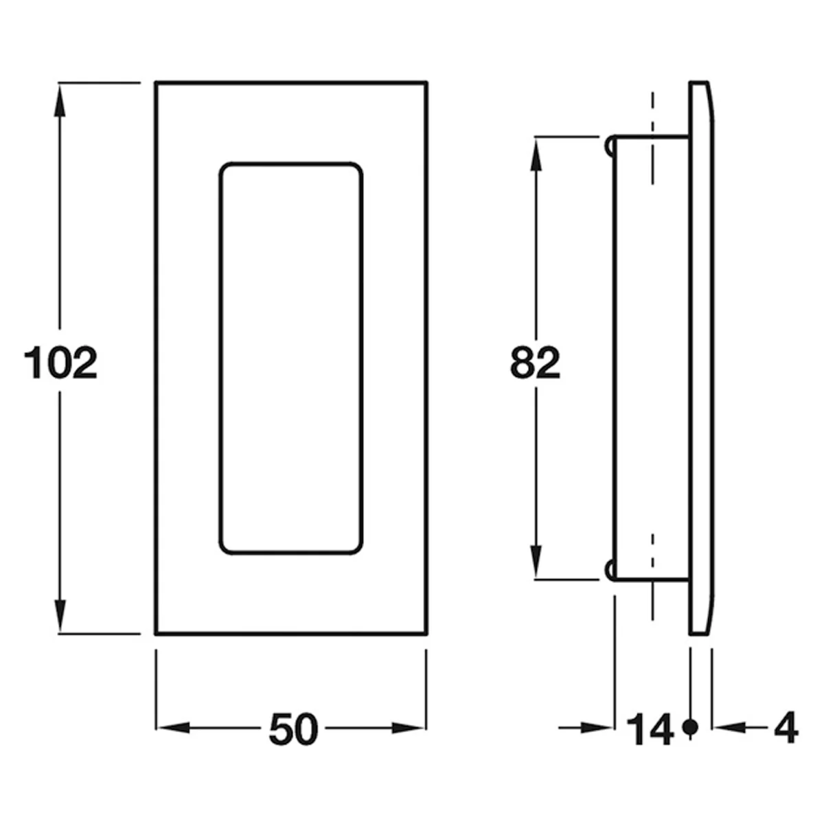 FLUSH PULL HANDLE 50x102x18 BRS/PCP - Image 2