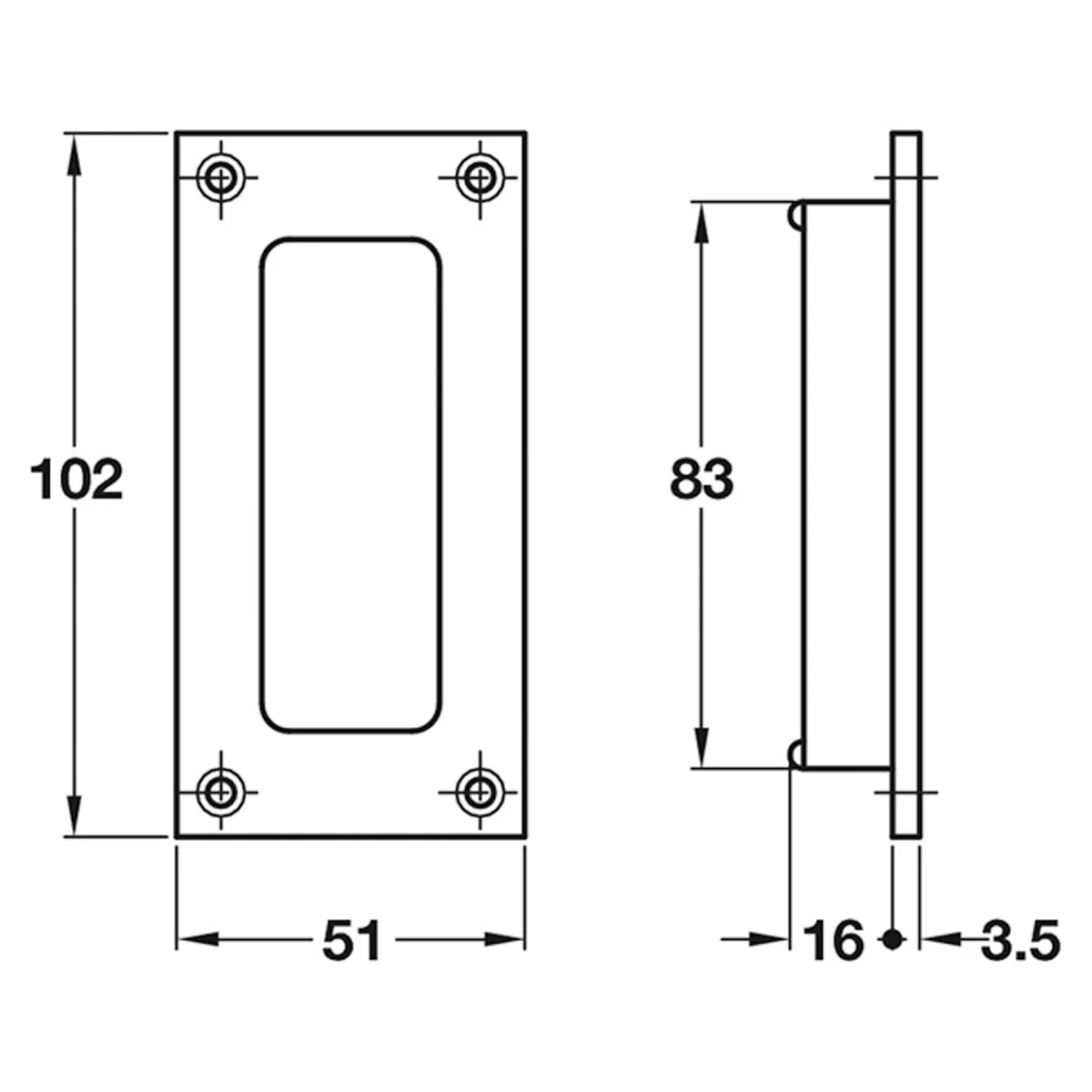 FLUSH PULL HANDLE 51x102 BRS/POL - Image 2