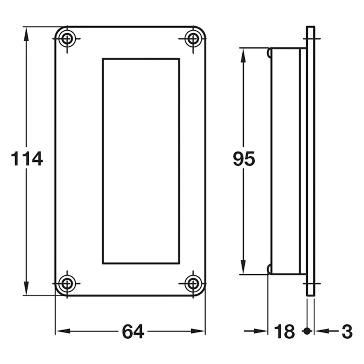 FLUSH PULL HANDLE 64x114x21 BRS/SNP - Image 2