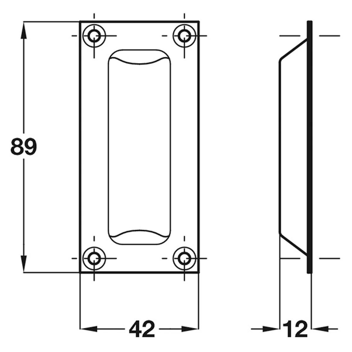 FLUSH PULL HANDLE 89x42 BRS/SCP - Image 2