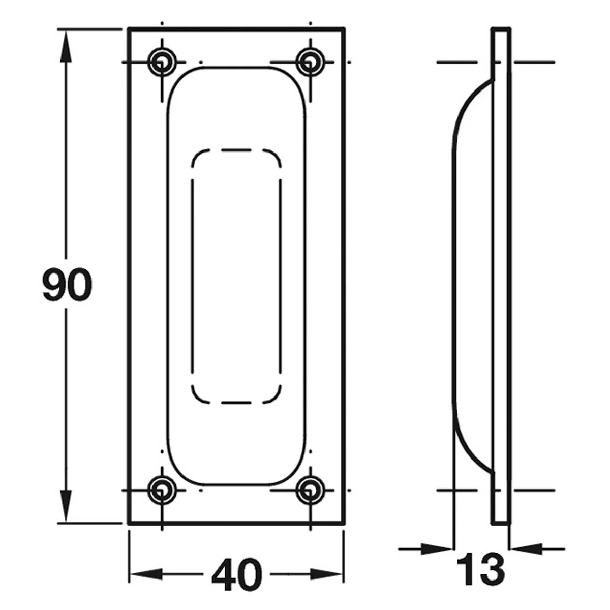 FLUSH PULL HANDLE 90x40 SAA - Image 2