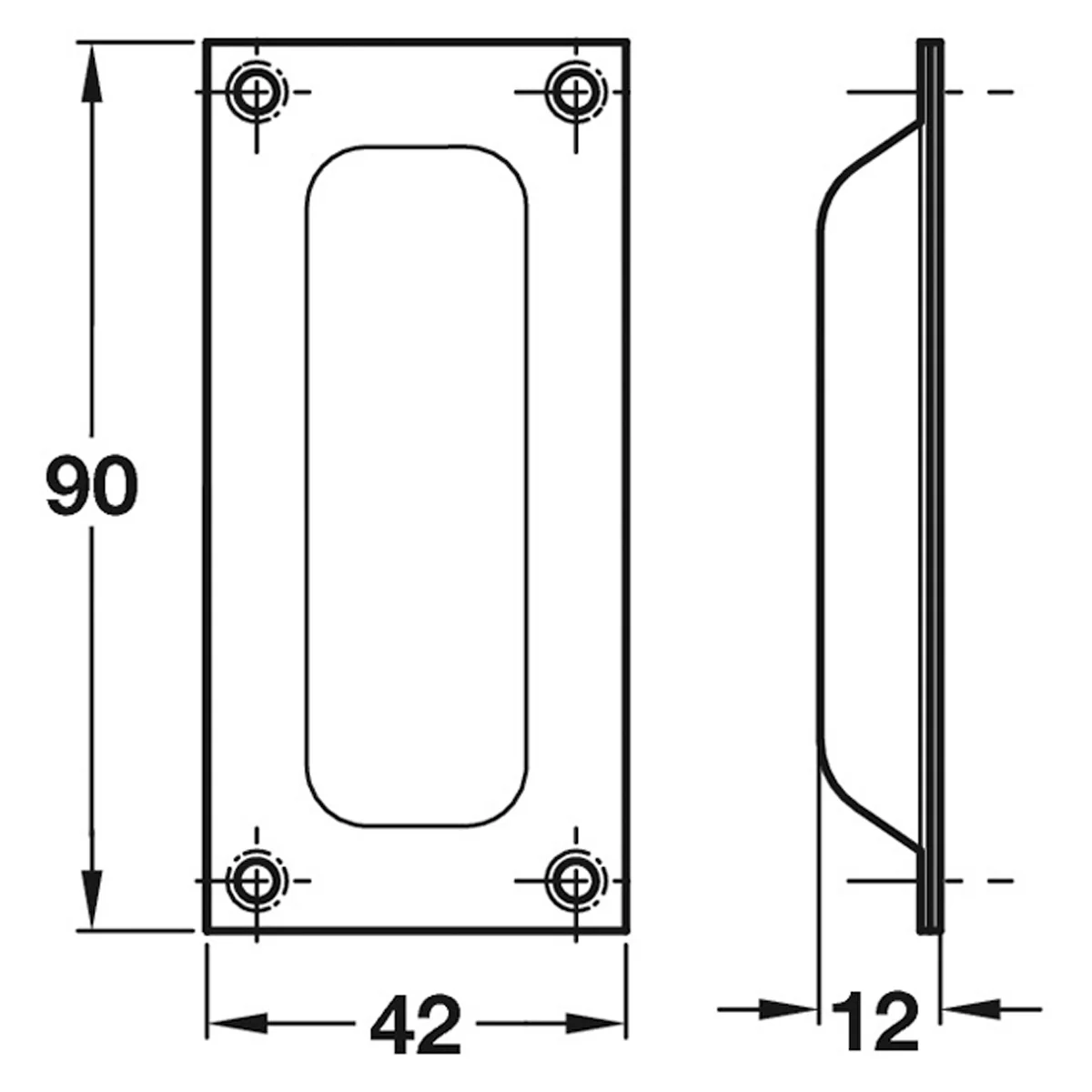 FLUSH PULL HANDLE 90x42x12 ZA/SNI - Image 2